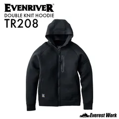 防寒着 イーブンリバー TR208 ダブルニットフーディ M～3L ブラック 単品 秋冬 メンズ 長袖 首元が暖かい 上着 フード付き ネックウォーマー付 ダブルニットフーディ 長袖ジップアップパーカー ワーク スポーツ 普段着 EVENRIVER