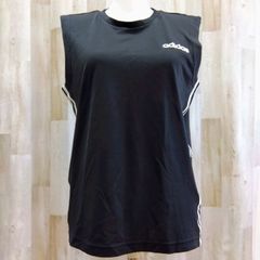 adidas アディダス 3ストライプ スリーブレスシャツ S ブラック ポリエステル100%