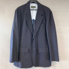 00's eddie bauer エディーバウアー ストライプ テーラードジャケット コットンリネン 麻混 ネイビー 濃紺 メンズ Mサイズ