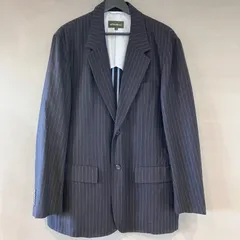 00's eddie bauer エディーバウアー ストライプ テーラードジャケット コットンリネン 麻混 ネイビー 濃紺 メンズ Mサイズのサムネイル