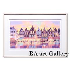 ジェームス・リジィ A taxi and some pigeons 風景画 タクシー