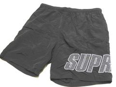 美品 C46 Supreme シュプリーム メンズ ハーフパンツ ◇ S ブラック ロゴ ナイロン 水陸両用 ショートパンツ ボトムス ▼7D