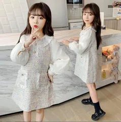 スーツ 女の子 入学式 フォーマル 子供 ワンピース セレモニー 服 きれいめ チュニック 子ども 子供服 ピアノ発表会 キッズ おしゃれ 春 結婚式 春 ツイード 110 120 130 140 150 入園式 kY34331
