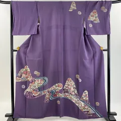 ［付下げ］　紫色　中古品　松　笹 ポイント10倍|7/31 10時まで】【中古】 付下げ レディース 正絹