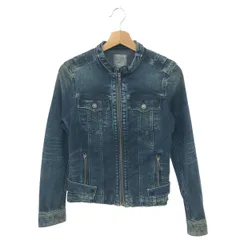 良好 G-STAR RAW ジースターロウ ジップ ライダース  デニムジャケット サイズ:S  ネイビー  レディース 　240001154484