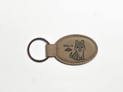 ワンちゃん好きの方へ！プレゼントにも◎【皮製レーザー彫刻チャームｰ楕円-】～柴犬～オリジナルデザイン