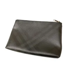 HR1 Burberry バーバリー クラッチバッグ ブラック チェック セカンドバッグ レザー