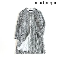 マルティニーク ツイード フリンジ ノーカラーコート ロング