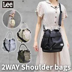 Lee リー 2WAY 巾着バッグ ナイロン 巾着型 ショルダーバッグ コンパクト 手提げバッグ 斜め掛け 軽量 レディース ブラック ホワイト カーキ グレー