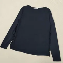 MaxMara　マックスマーラ　レーヨンニット　長袖　プルオーバー　白タグ　サイドフリル　トップス　M　ネイビー　紺