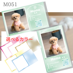 ♦︎♢M051 選べるカラー　ペット名刺　うちの子カード インスタ名刺　写真入り名刺　91mmx55mm 　片面100枚　高品質　ペット写真　犬　猫　鳥　ハート　ＱＲコード無料　セミオーダー
