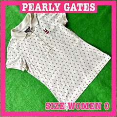 PEARLY GATES パーリーゲイツ 半袖 ロゴ刺繍 ラビットドット柄 コットン ポロシャツ 0