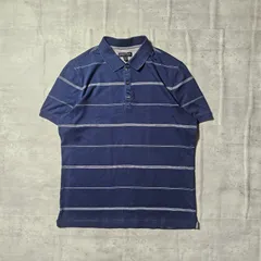 『 BANANAREPUBRIC / バナナリパブリック 』 ボーダーポロシャツ / Lサイズ / ネイビー色 肌触りの良い目の細かなコットン生地 快適な着用感が特徴 さりげないボーダー柄が落ち着いた印象