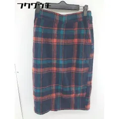 ◇ ◎ ●美品● w closet タグ付き チェック 起毛 膝下丈 タイト スカート サイズF ネイビー レッド グリーン系 レディース  【中古】 【1108170002066】