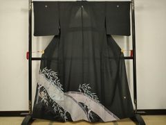夏用 正絹 絽訪問着 黒地 草花文様 新品同様 - メルカリ
