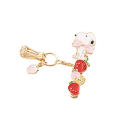 3carat PEANUTS バッグキークリップ mini いちごまみれ キークリップ キーホルダー バッグチャーム スヌーピー グッズ 