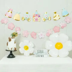 誕生日 飾り付け セット 女の子 デコレーション 桜 花 ガーランド バルーン パーティー装飾 お姫様 お祝い パステルカラー 誕生日会 春 春生まれ 子供部屋 (プリンセスセット)