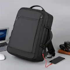 $高級 リュックサック バックパック USBポート 大容量 PC収納 かばん バッグ 手提げ ビジネス 通勤 レジャー 洗練 シンプル メンズ  ブラック/グレー  hw869  東祥