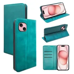 【特価セール】ケース 手帳型) ケース ケース ケース (いphone15 5色 スタンド機能付き マグネット 耐衝撃 財布型 (グリーン) カード収納 PUレザー カバー 手帳型 手帳型 15 iPhone iPhone15