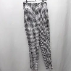 ◇ Θ ZARA ギンガムチェック柄 ハイウエスト ストレートパンツ サイズXS ブラック ホワイト レディース E  【1501230001236】