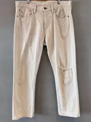 00's POLO Ralph Lauren ポロ ラルフローレン ダメージ デニムパンツ ジーンズ SLIM 生成り〜ライトベージュ メンズ サイズ W34