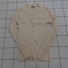 ◇ Θ nano universe ナノユニバース リブ Vネック 長袖 カーディガン サイズ36 アイボリー系 レディース E  【1509100080619】