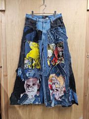 【US古着】Remake Patchwork Denim | リメイク パッチワーク ワイドデニム 個性派デニム グランジ ストリート ブルー