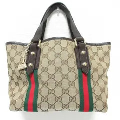 美品 GUCCI グッチ シェリーライン GG柄キャンバス チャーム付き ミニトートバッグ ハンドバッグ 139261 ベージュ レディース 古着 中古 USED