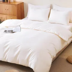 HOdo Home 掛け布団カバー セミダブル オールシーズン 布団カバー 肌にやさしい ピーチスキン加工 通気速乾 抗菌防臭 静電気防止 丸洗いOK 着脱簡単 ふとんカバー ホワイト