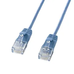 3m_ブルー サンワサプライ CAT6準拠LANケーブル 直径3.2mm極細タイプ (3m) 1Gbps/250MHz RJ45 ツメ折れ防止? ブルー KB-SL6-03BL