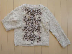 メゾピアノ mezzo piano アウトレット 子供服 女の子 130cm 長袖 カーディガン ジャケット ボレロ ベージュ レオパード リボン 秋 冬 ★4 トップス 冬服 ガールズ 女児 キッズ 【中古】 ユーズド リサイクル