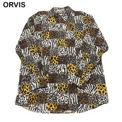 ORVIS ヴィンテージ パッチワーク 派手 アニマル柄 ヒョウ柄 チーター レオパード柄 ゼブラ柄 シャツ 長袖シャツ XLサイズ