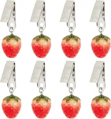 PH PandaHall テーブルクロス ウェイトクリップ 8個 テーブルアクセサリー 重量がある 暖簾 カーテン 洗濯物 シャツの皺伸ばしに 風に耐える 可愛い装飾 結婚式 屋外ピクニック テーブルクロスを安定( イチゴ)