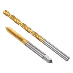 uxcell タップ＆ドリルビットセット 1/4-32 UNEF ストレートフルートスレッドタップと7/32 (5.6mm) ねじれドリルビット チタンコーティング M2 高速鋼スレッド修復タッピングツールのサムネイル