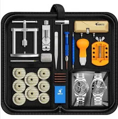 JOREST腕時計修理工具セット+裏蓋閉め器、電池交換工具、こじ開け時計オープナー、時計ベルト調整、時計バンド交換工具、時計こうぐ、時計キット、時計でんち交換工具、バネ棒外し、取扱説明書（英語版）のサムネイル