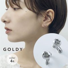 【即納】エンディアリング ローズ イヤリング GOLDY ゴールディ 2240903 goldy アクセサリー レディース 女性 シルバー ライトゴールド ピンクシルバー ガンメタリック goldy イヤリング スクリュー バラモチーフ 新品 正規品