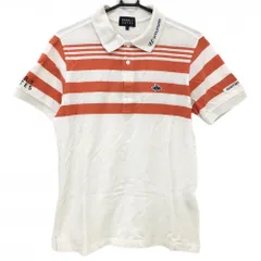 パーリーゲイツ 半袖ポロシャツ 白×オレンジ 上部ボーダー HYUNDAI メンズ 5(L) ゴルフウェア PEARLY GATES