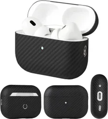 AirPods Pro2 (第2世代) 専用 純度99%カーボン 保護ケース ブラック 「WORLD GADGETS」 MagSafe対応 ワイヤレス充電可能 LEDライトが見える 対衝撃 わずか0.6mmの [第2世代AirPods Pro用マットブラック]