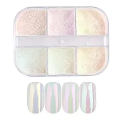 【迅速発送】オーロラパウダー ミラーパウダー 6色 クリア オーロラシェルパウダー ネオンパウダー ネイルパウダー オーロラネイル ミラーネイル パウダー ネイルアート レジン ジェルネイル