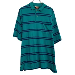 半袖 ポロシャツ XL グリーン ネイビー ハーフボタン ビッグサイズ ボーダー 総柄 胸ポケット シンプル 古着卸 アメリカ仕入 a703-5695