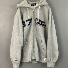 00s POLO JEANS RALPH LAUREN ポロジーンズ ラルフローレン スウェット ジップアップ パーカー フーディー ジャケット ワッペン 刺繍 グレー メンズ