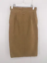 ◇ GLOBAL WORK 大人女子 スウェード調 シンプル 無地 ロング タイト スカート サイズM キャメル系 レディース E  【1306210012420】