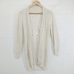 ◇ INDEX インデックス ショールカラー ラメ 長袖 ニット カーディガン サイズM アイボリー系 レディース P  【1304190004787】