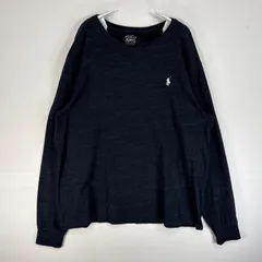 古着 ポロ・ラルフローレン POLO RALPH LAUREN 長袖Tシャツ ロゴ 刺繍 クルーネック L  ダークグレー 無地 メンズ