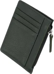 Four leaf コンパクトx収納力 薄型 財布 小銭入れ付き カードケース フラグメントケース ミニ財布 ウォレット 小さい財布 薄い 本革 牛革 ６枚収納(ダークグリーン)