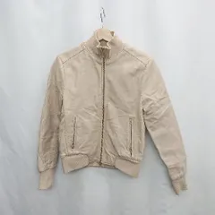 ◇ ⊇ And A アンド エー ラム革 長袖 ライダースジャケット 革ジャン サイズ38 ベージュ レディース E  【1502200015260】