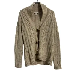 ニット セーター カーディガン ウール混 XS ベージュ トグルボタン ケーブルニット 秋冬 古着卸 アメリカ仕入 a612-6720