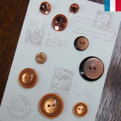 フランス製アンバーカラーボタン9pcsセット【c_set133】