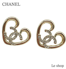 CHANEL シャネル ココマーク ハート ピアス アクセサリー ゴールド メタル 中古