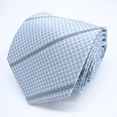 ポロカントリー ブランド ネクタイ シルク チェック柄 ストライプ柄 PO メンズ ブルー POLO COUNTRY 【中古】